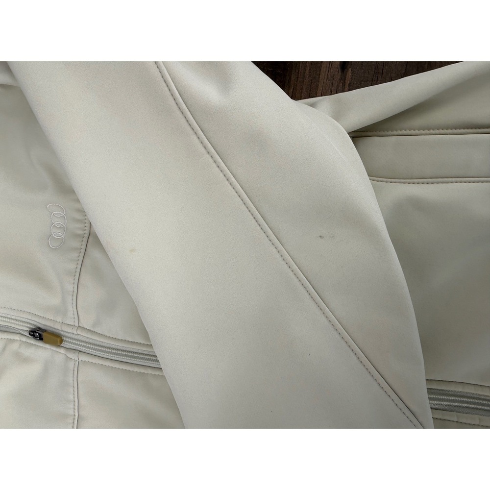 Audi Womens Softshell Jacket Cream Full Zip Fleece Lined Mock Neck Medium Logo - Picture 11 of 16